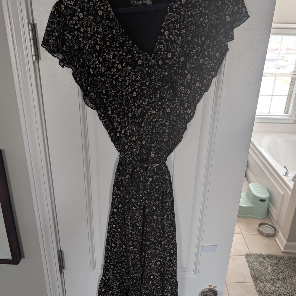 Floral Black Dress